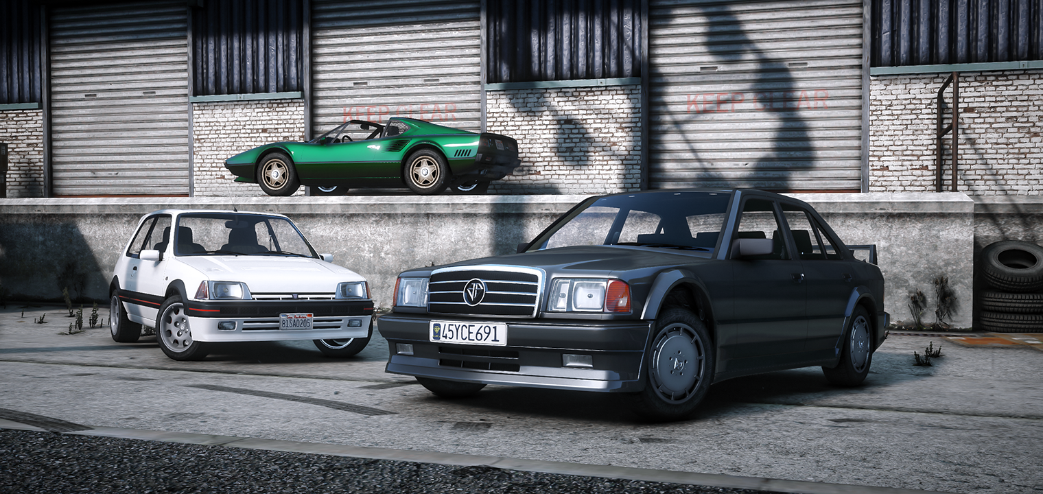 Custom cars lined up in Los Santos